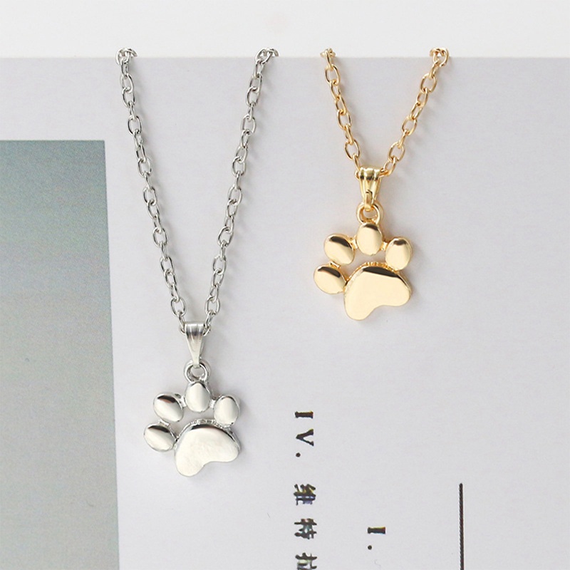 Fashion Lucu Hewan Peliharaan Anjing Jejak Kaki Anjing Paw Rantai Liontin Kalung Kalung &amp; Liontin Perhiasan Wanita Sweater Necklace