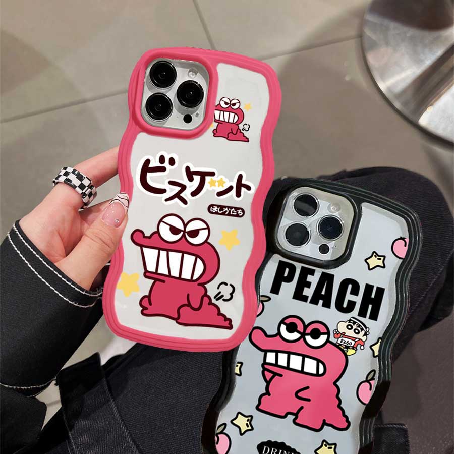 Kartun Couple Case Realme 10 C33 C30 C31 C35  C3 C2 Realme 8i 7i 5 5i 6i 7 Pro Pink Crocodile Wave Edge TPU Phone Case Cove