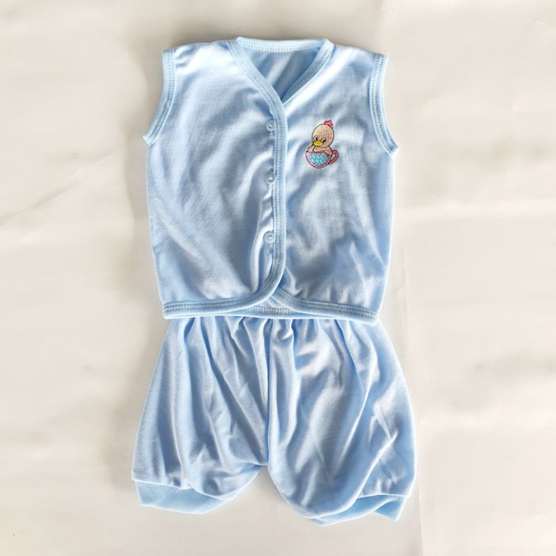 Setelan Bayi Tanpa Lengan Polos Bordir
