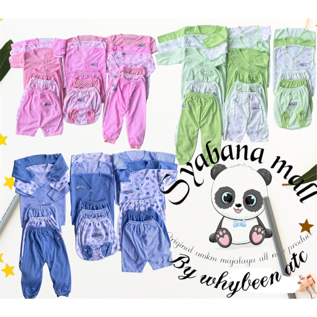 PERLENGKAPAN BAYI-18 pcs 3 pilihan warna paket lahiran bayi baju bayi dan celana bayi