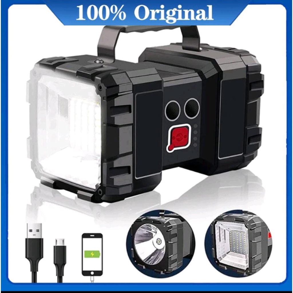 Senter Double Head LED High Power LED L2 40W + 45 LED SMD Rechargeable Waterproof