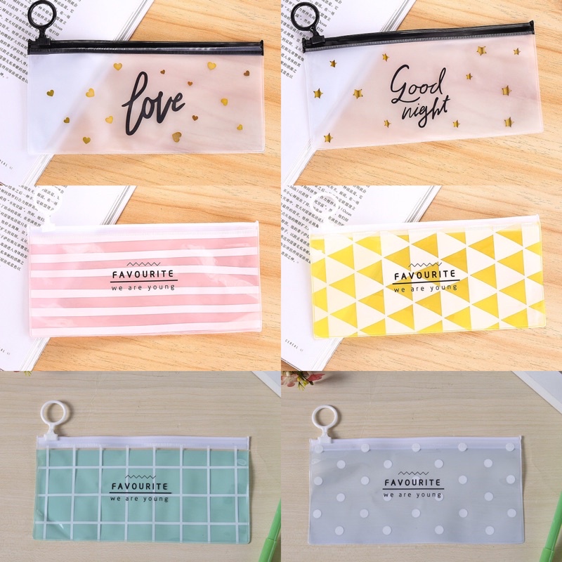 

Tempat Pensil Zipper Transparan / Tempat Kosmetik Zip / Zipper Bag / Pouch Zipper