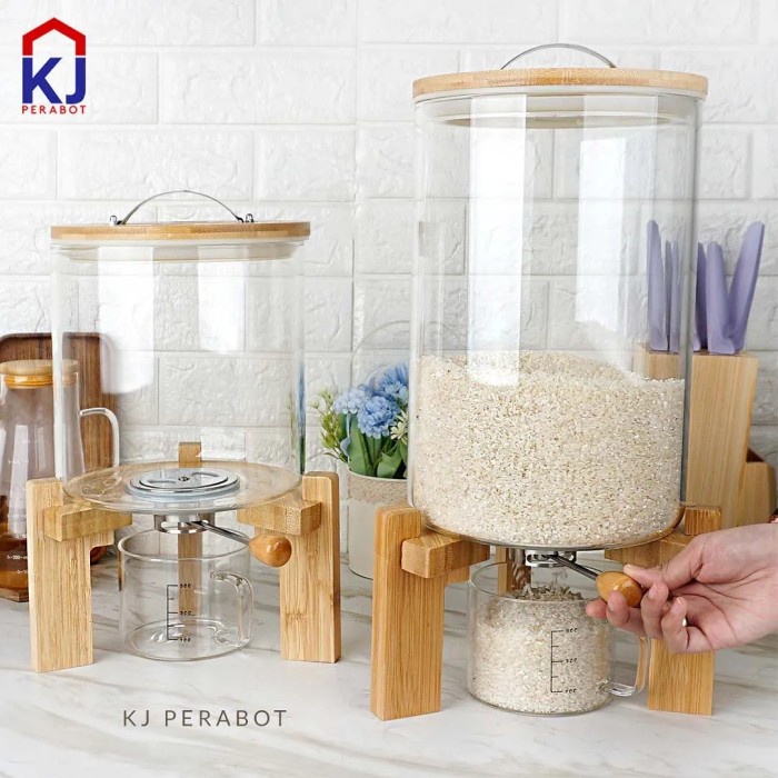 Dispenser Beras + Standing Kayu Dl #Original