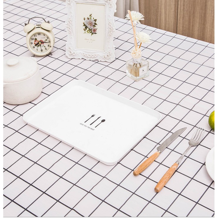 Taplak Meja Makan Aesthetic Anti Air Alas Meja Ruang Tamu Kotak kotak ESTETIK Plastik PEVA Table Cloth Waterproof