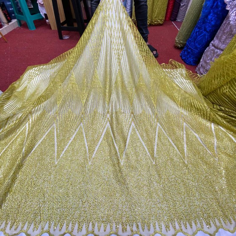 Bahan Kain Tile Elishab Full Payet Khusus warna Hijau Lime dan Sage Green