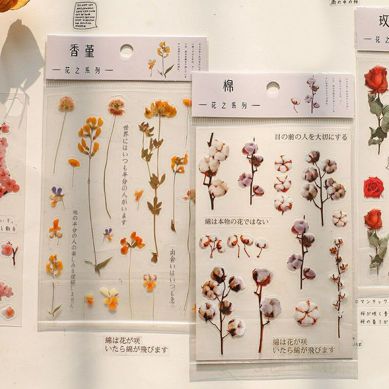 

1 PCS STICKER FLOWER PET TRANSPARAN fake stiker motif bunga aesthetic