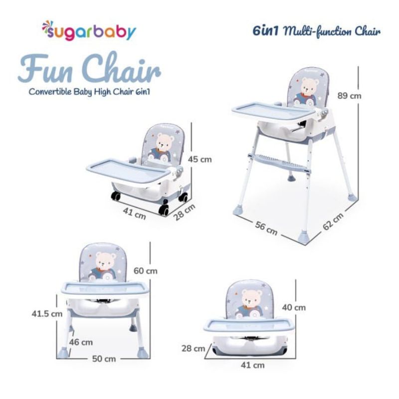 Sugarbaby 4in1 folded booster &amp; chair kursi makan bayi lipat free bubble wrap