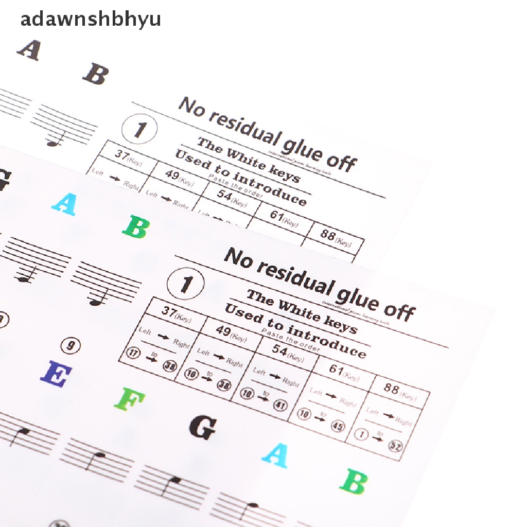 Adawnshbhyu Stiker Keyboard Piano Transparan 54/61kunci Keyboard Elektronik Piano Sticker ID