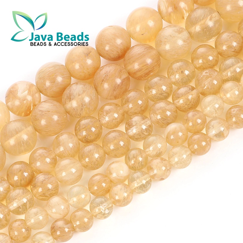 Manik Batu Alam Gold Rutilate Batu Rambut Sedana 4mm 6mm 8mm 10mm