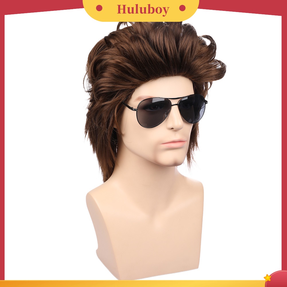 Wig Rambut Palsu Pria Model Pendek Keriting Fluffy Untuk Cosplay Halloween