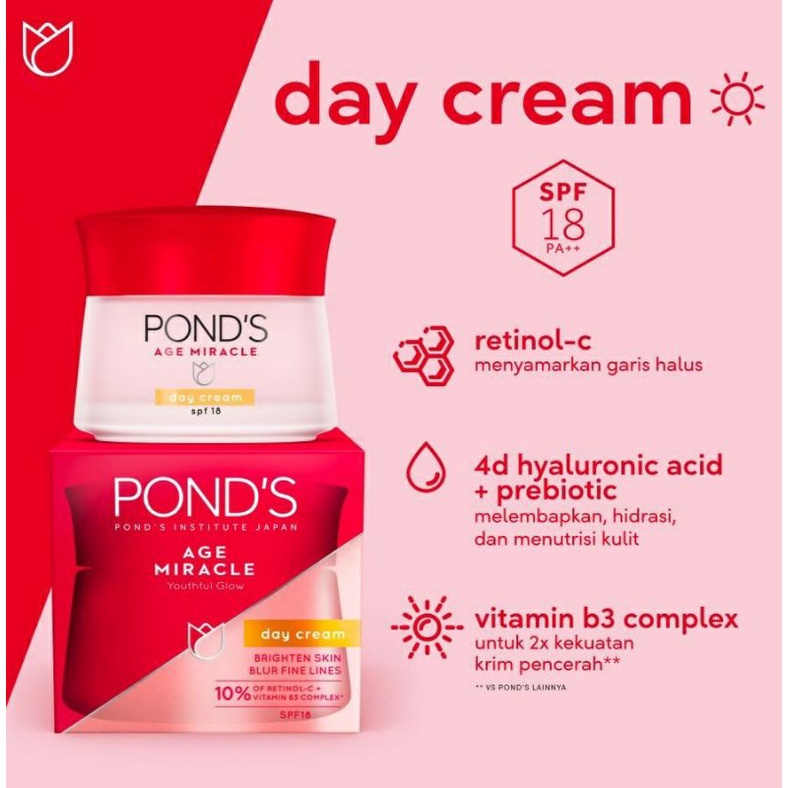 pond's age miracle day cream  50gram krim wajah/ facial treatment cleanser youtful glow