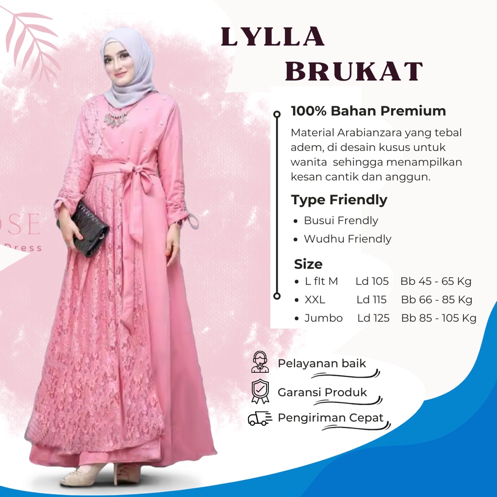 Gamis Brukat Kekinian Lylla  Dress Brukat Kondangan Terbaru Tersedia Ukuran Gamis Jumbo