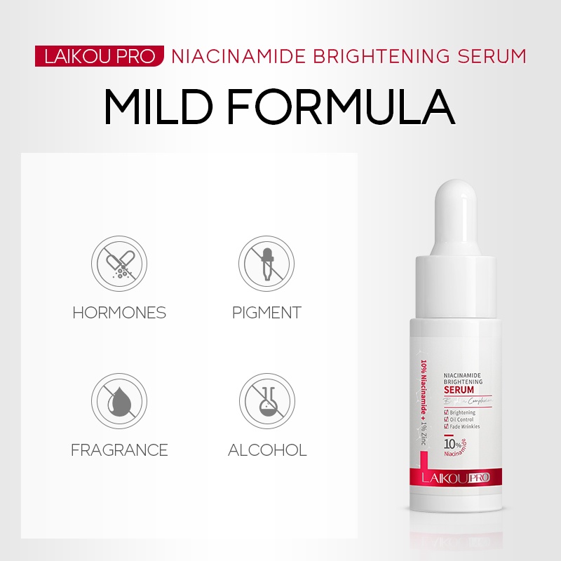 LAIKOU Pro 10% Niacinamide Face Serum Memudarkan Noda Glowing Essence Mengurangi Kerutan 17ml