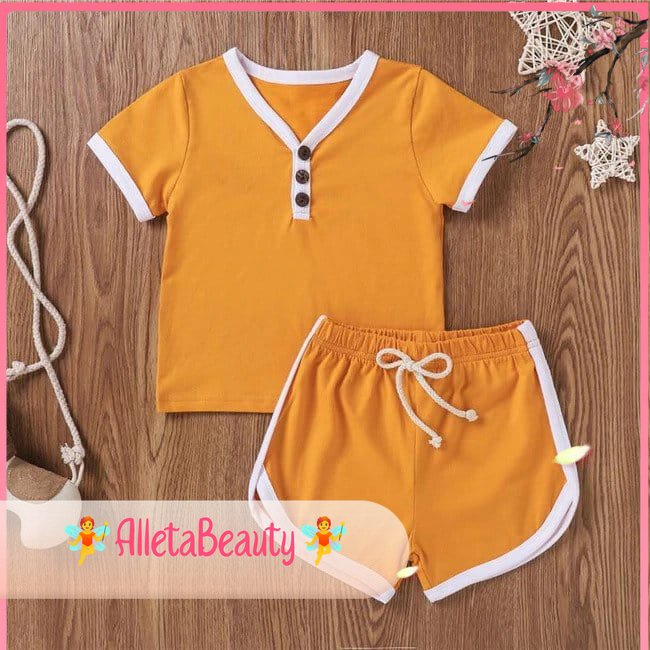 AB✓ Set Anak Labonna Button Earth Tone / Setelan Labonna Balita Anak Perempuan