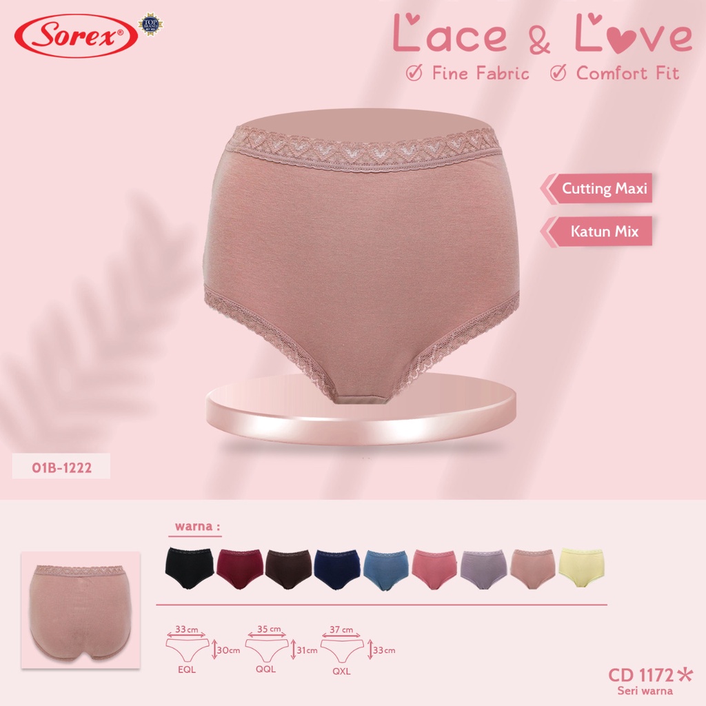 CD Celana Dalam Sorex Wanita Model Renda CD Sorex 1172 Extra Size Ukuran Jumbo PER 3 PCS WARNA RANDO