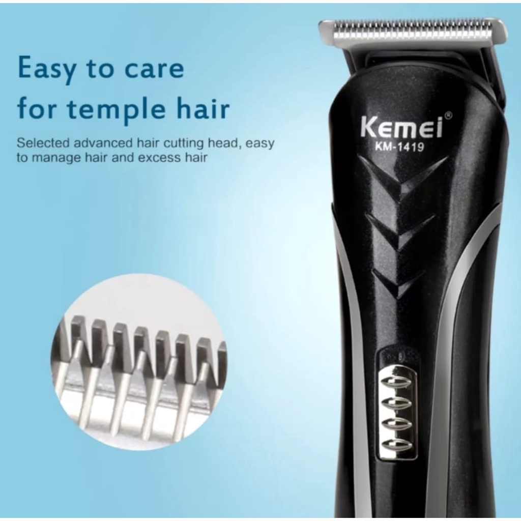 Alat Cukur Rambut, Kumis dan Jenggot Elektrik Hair Clipper 3 in 1 Kemei KM 1419-Cukuran Rambut Alat Potong Rambut Kumis Jenggot Bulu Hidung Charger 1 Set Kemei 1419 Elektrik Portable