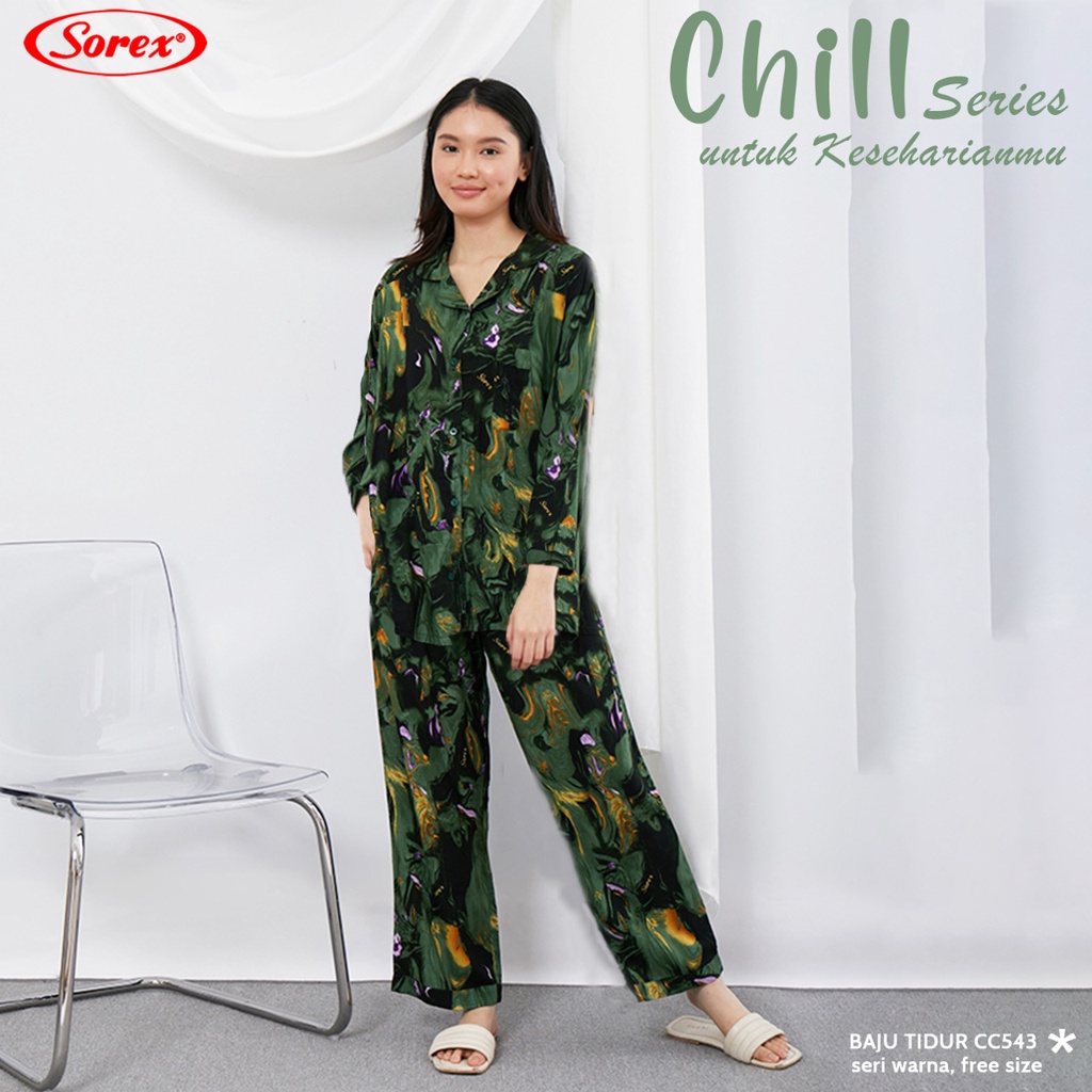 Sorex Baju Tidur 1 Set Atasan panjang + Celana Panjang Chill Series Piyama Freesize BT CC 543 - 1 pcs