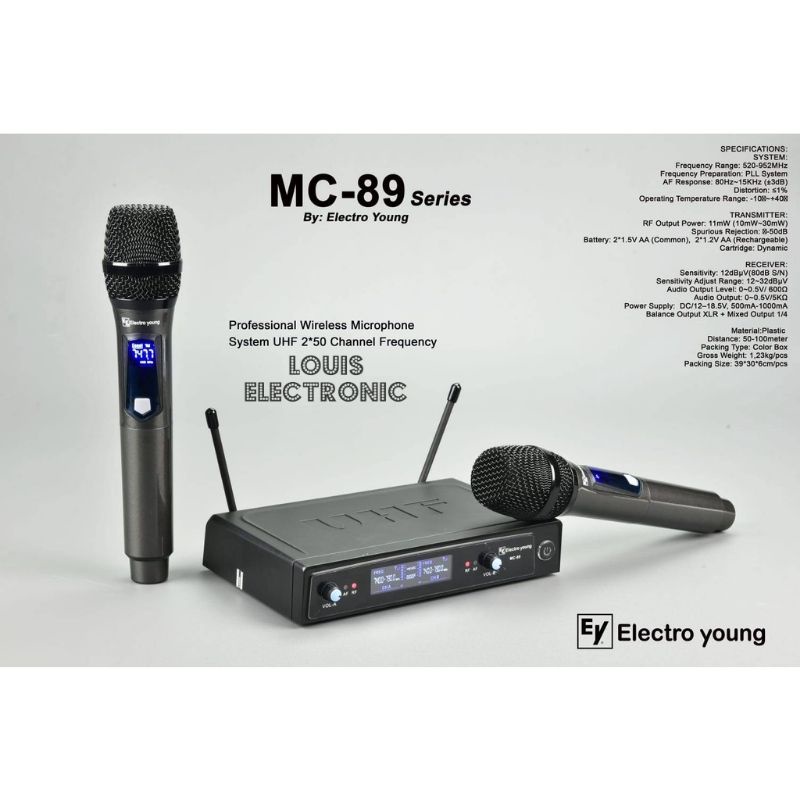 Mic Microphone Wireless Electro Young MC-89 MC89 2 Mic HandHeld ORIGINAL