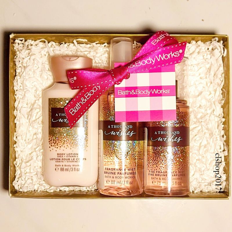 BBW A THOUSAND WISHES TRAVEL SIZE GIFT SET BATH &amp; BODY WORKS ATW PAKET