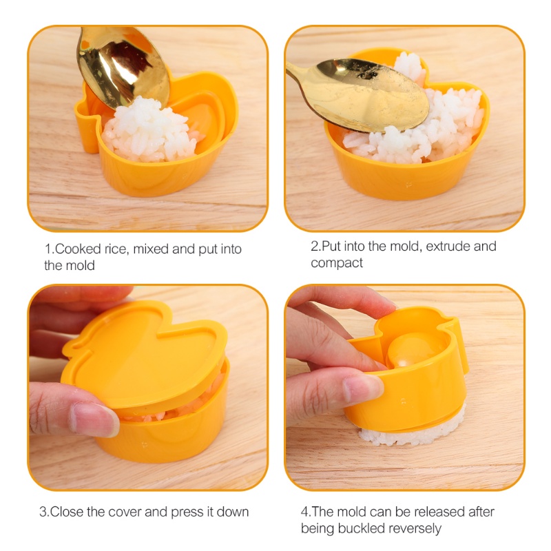 1pc Cetakan Nasi Bola Anak Bentuk Bebek Lucu/ DIY Rhubarb Duck Sushi Biscuit Mold/Aksesoris Masak Dapur