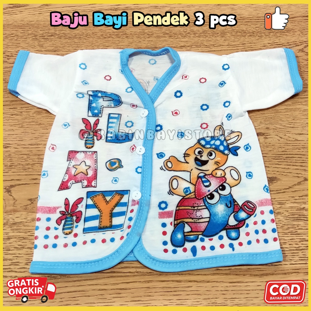 3 Pcs Baju Bayi Pendek - Baju Pendek Bayi New Born Karakter