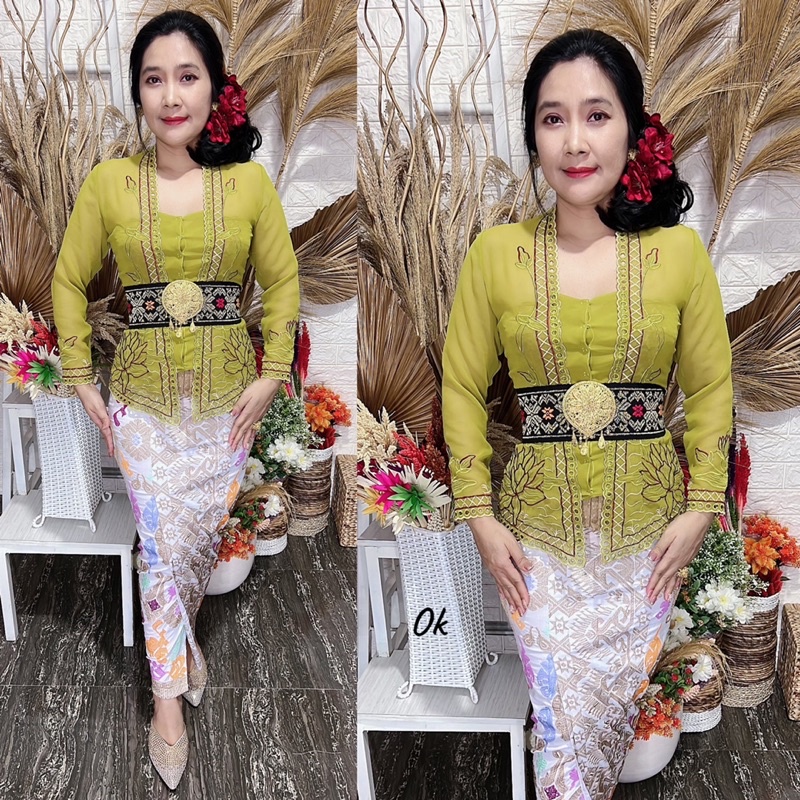 kebaya jadi bordir motif lotus