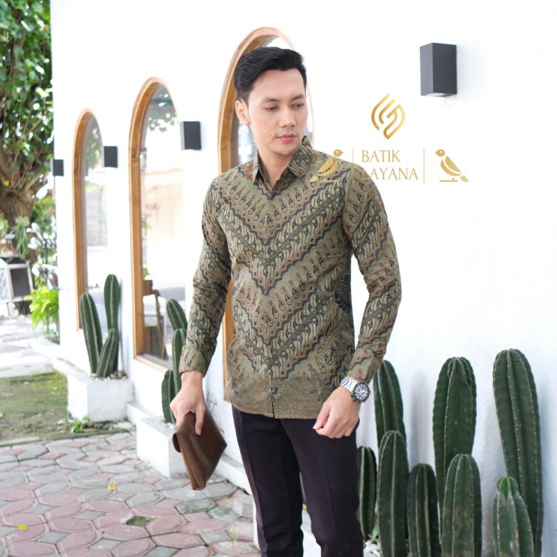 Kemeja Batik Motif Dwipamda Sage Hijau Slimfit