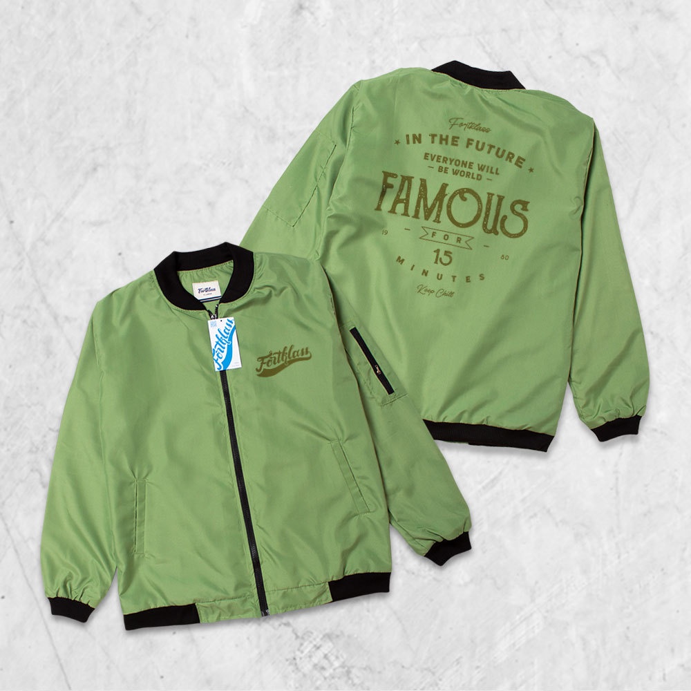 Fortglass Jaket Bomber Gafi Famous Jaket pria Lengan Panjang