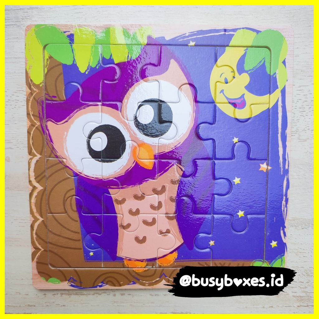 Busyboxes.id Mainan anak puzzle edukasi anak 1 2 3 tahun laki laki perempuan mainan edukasi Montessori puzzle jigsaw hewan binatang burung hantu owl