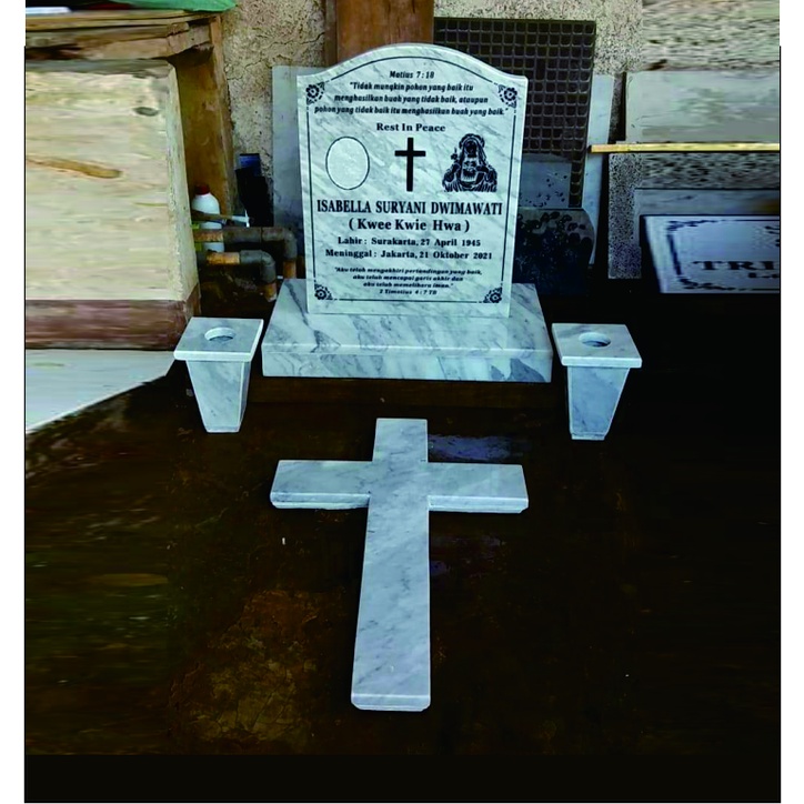 Batu nisan dan salib full marmer carara