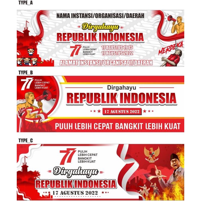 [BISA COD] Spanduk HUT R1 ukuran 3x1 meter bisa custom tulisan, spanduk HUT RI