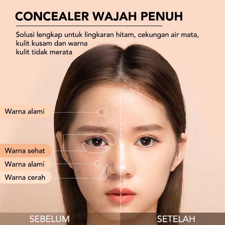 [100% Ori] Korea Tri Color Concealer Color Corrector Coverage Spots Dark Circles Conceler Waterpoof Palette Menutupi Noda Bekas Jerawat Lingkaran Hitam Menutupi Jerawa