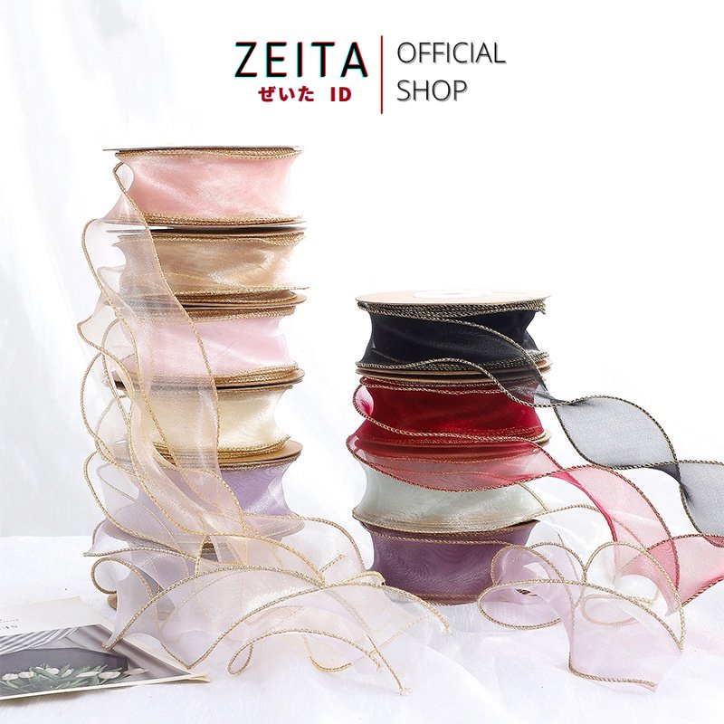 

Zeita - PTA2 CFMS Pita Chiffon Lis Emas Roll Lebar 4cm/Pita Kado 4cm/Pita Dekorasi Buket