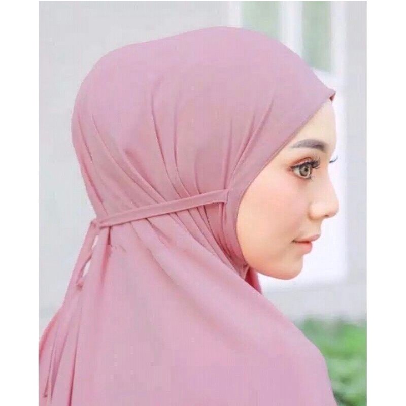 Jilbab Hijab Kerudung Bergo Tali Jersey Instan(L) Khimar Kameela Non Pad (L) | Bergo Maryam Tali Non Pad