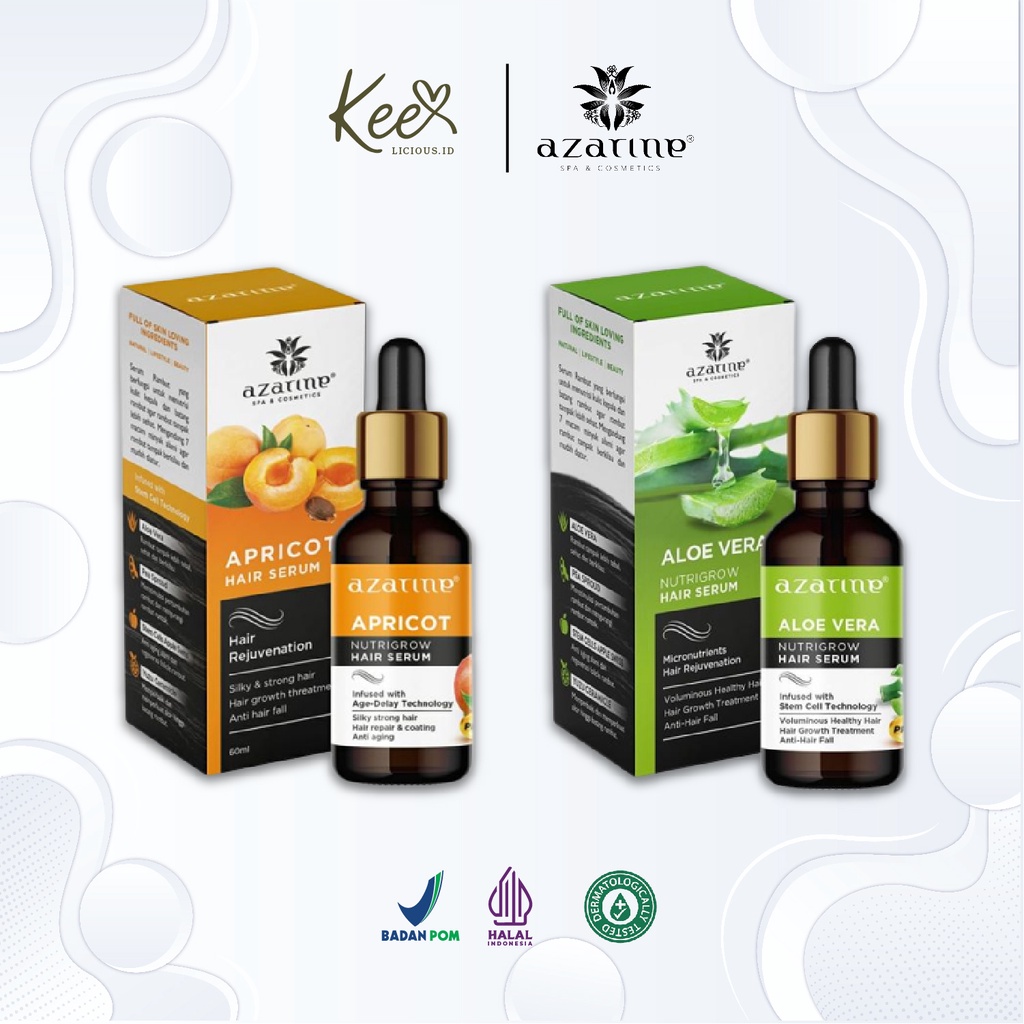 KEEO ❤️ Azarine Hair Serum Nutriglow 20ml Apricot / Aloe Vera - Serum Rambut Original BPOM