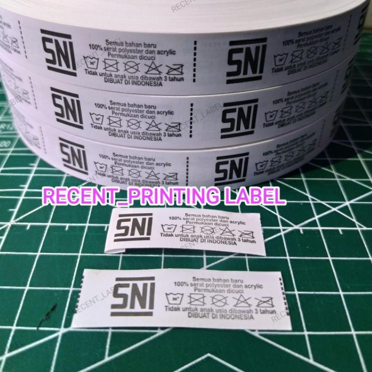 

(M-1.2➸) Printing logo,wash label, SNI label 1.5x4.5cm 1 roll @2.000 pcs bisa cod