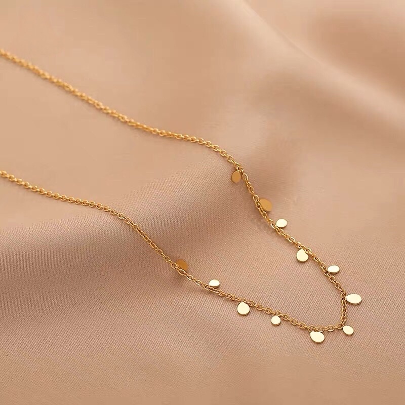 Kalung Titanium Gold Mata Air Trending Elegant Korea Fashion Style