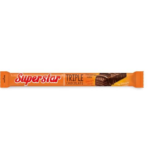 

↓ SUPERSTAR WAFER TRIPLE CHOCOLATE SNACK MAKANAN RINGAN BISKUIT KRIM COKLAT (1 BOX ISI 12 PCS) ⇝