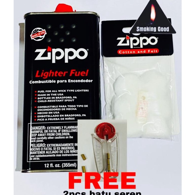 Jual Original Fluid Zippo 355ml Authentic , Cotton Felt Zippo + Rubber