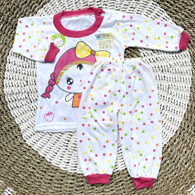 Setelan Baju Bayi Oblong Panjang Baju Piyama Bayi Baju Tidur Bayi Baju Bayi Celana Bayi 3-12bln DNW BABY
