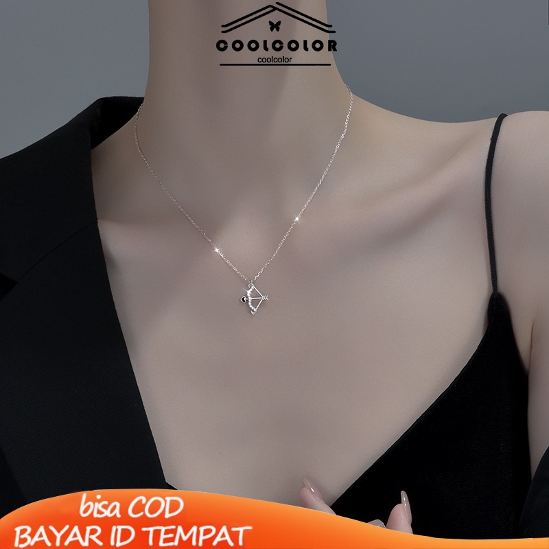 COD❤️Kalung Eros Cupid's Arrow Flash Berlian Klavikula Rantai Liontin Temperamen Cahaya Mewah Busur Panah Anti Karat Dan Anti Luntur Kalung 2022 Terbaru Hadiah Ulang