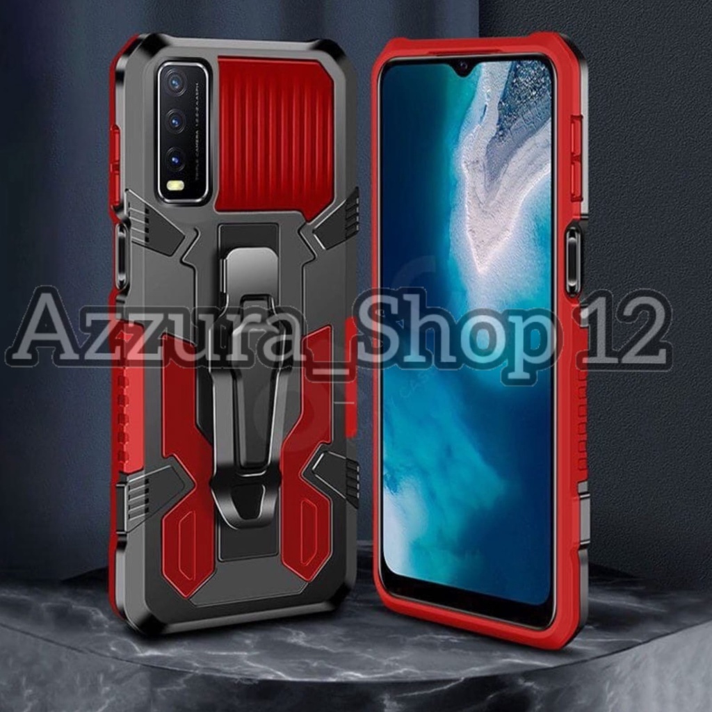 Case HP Untuk Vivo Y53S 2021 Soft Case Belt Clip Kick Standing Cover Hard Case I Crystal