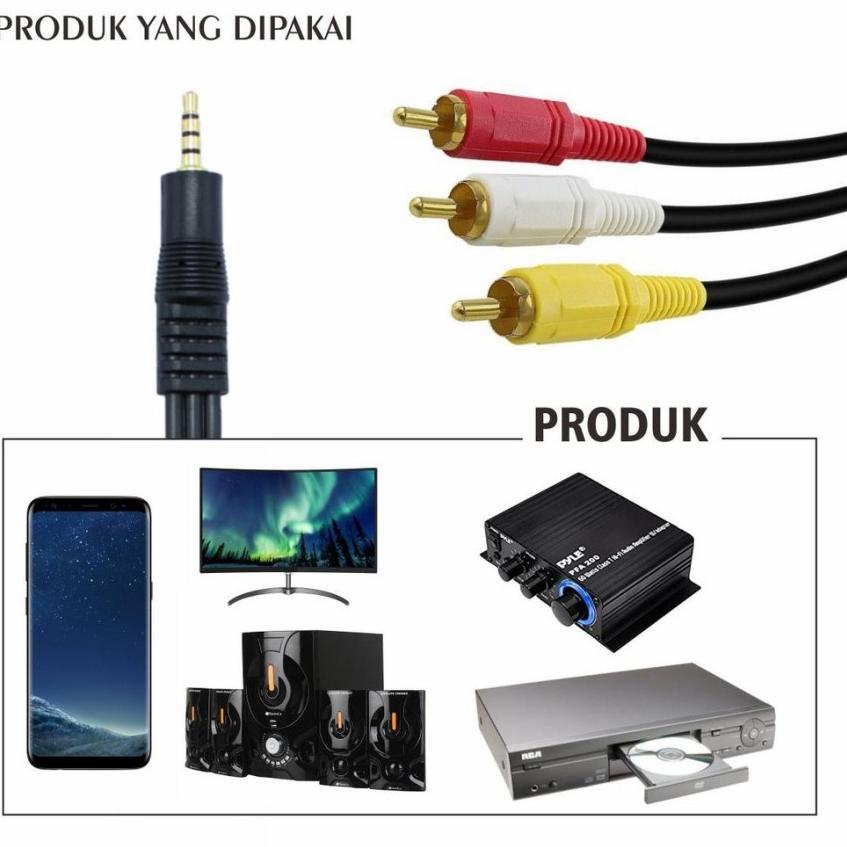 ((Kode)(T15P)♫♪) Kabel Aux Jack Audio 3.5 mm To 3 Rca Male 3 in 1 / 3-1 Panjang 1,5m kekinian