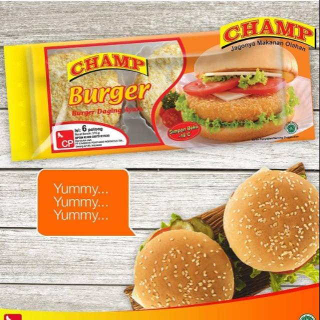 CHAMP Chicken Burger 315Gr isi 6 pcs