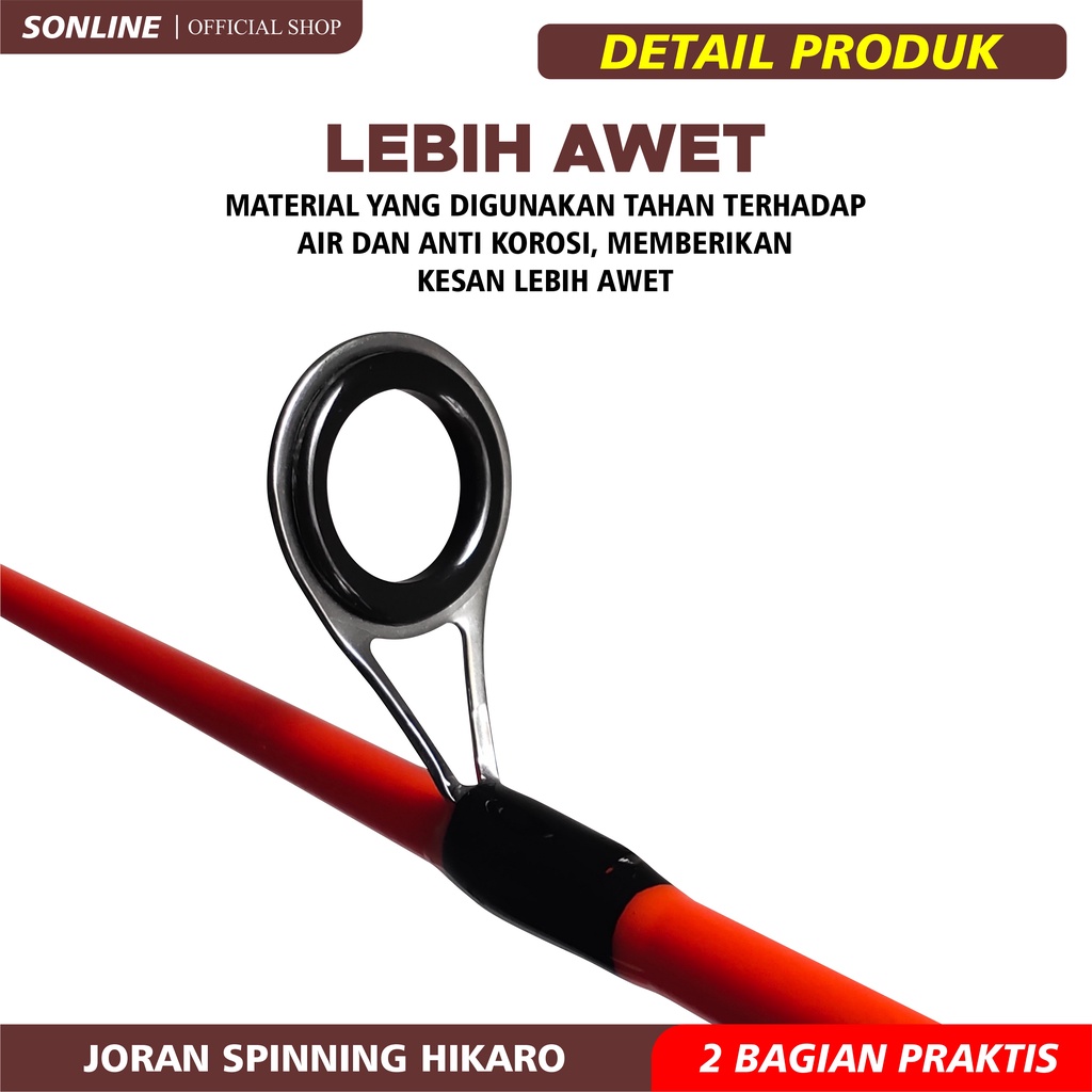 SONLINE- Joran Pancing Super Lentur Warna Hijau Dan Merah Panjang 120cm - 150cm Bahan Fiber Solid Cocok Untuk Mancing Udang Dan Ikan Kecil Joran HIKARO