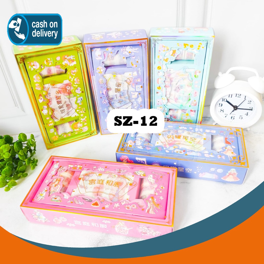 

Sticker + WashiTape kode SZ-12 Set Daily Manual Cute Pattern Decorative Tape Sticker Gift CRAFT