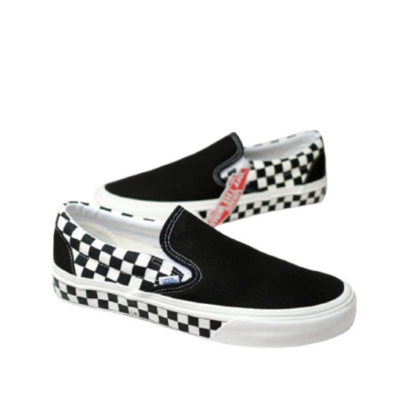 Sepatu Vans Slip On Sol Checkerboard Black White Hitam Putih Motif Kotak Catur Sekolah Kerja Kuliah hangout Keren Santai Murah