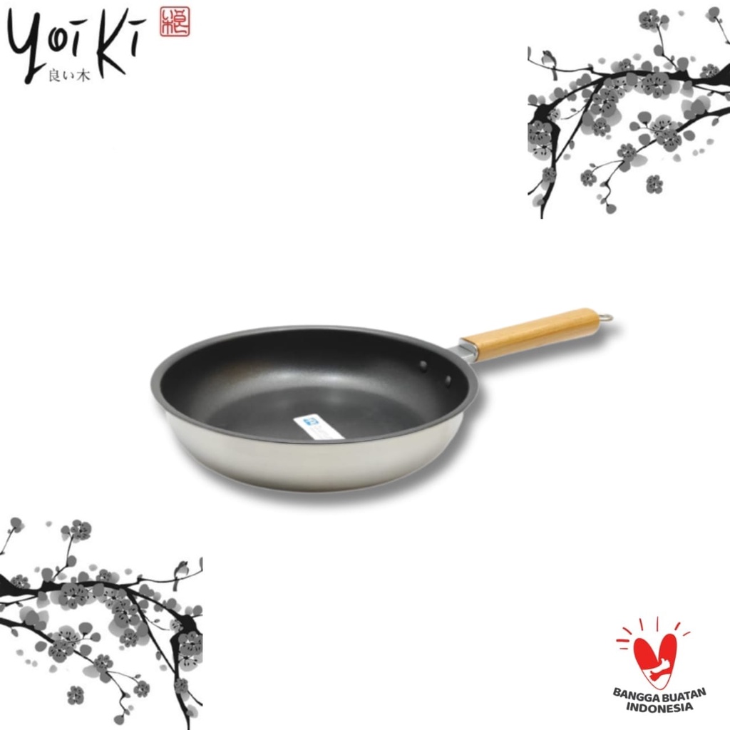 NS OPEN FRYPAN 24 CM | PENGGORENGAN ANTI LENGKET | PENGGORENGAN WAJAN TEFLON GAGANG KAYU | PENGGOREN