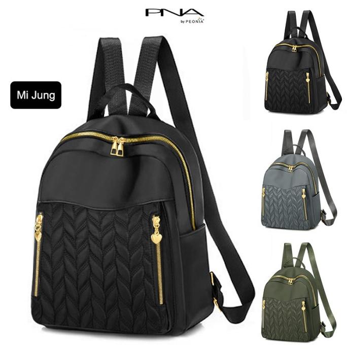 Peonia PNA MIJUNG Ransel Wanita Impor Tas Kantor Sekolah Kuliah Korea