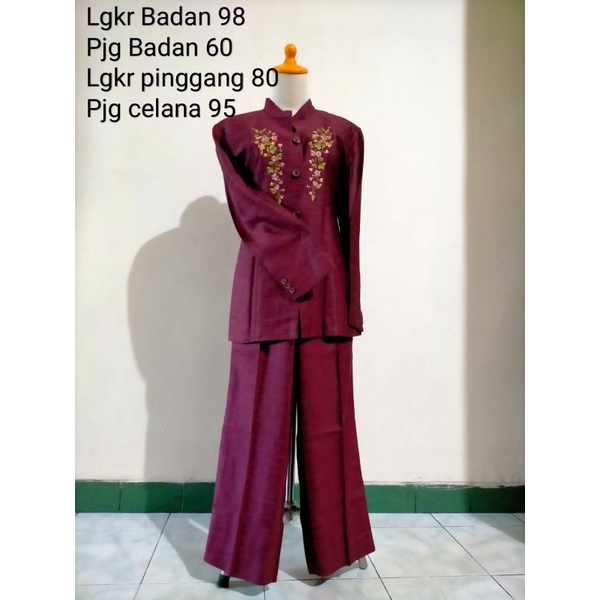 preloved setelan kerja baju wanita blazer celana pink ungu violet LIKE NEW